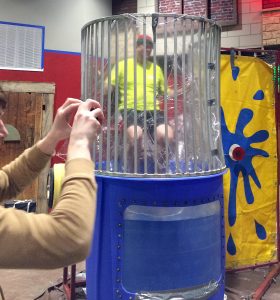 Pastor Mark Eades vs. dunk tank at New Covenant Bible Church