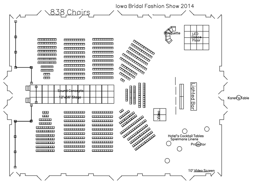 Bridal show runway with chairs