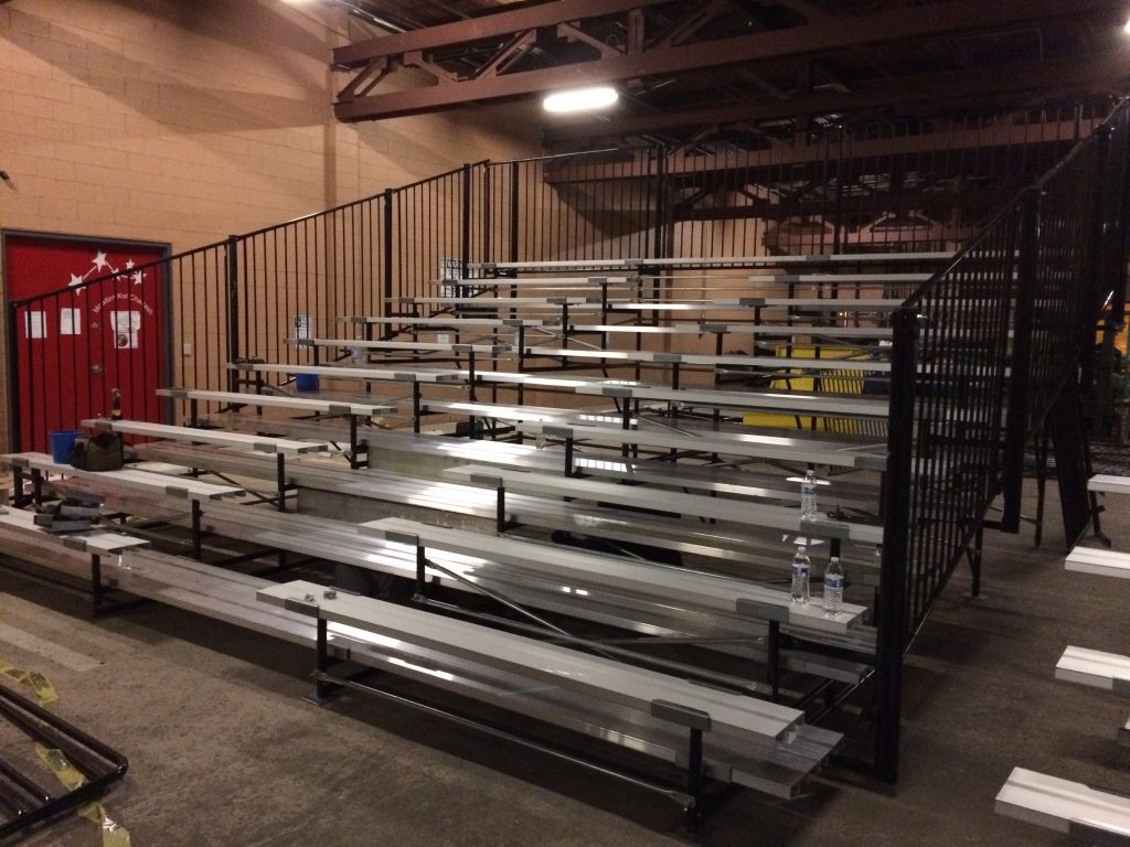 First set of 10-row expandable breakdown bleachers
