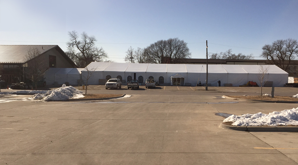 Full view of 2015 Iowa Ag Summit event structure tent