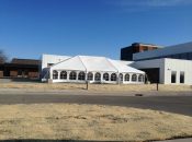 Outside of 40′ x 60′ jumbo track tent at grand opening
