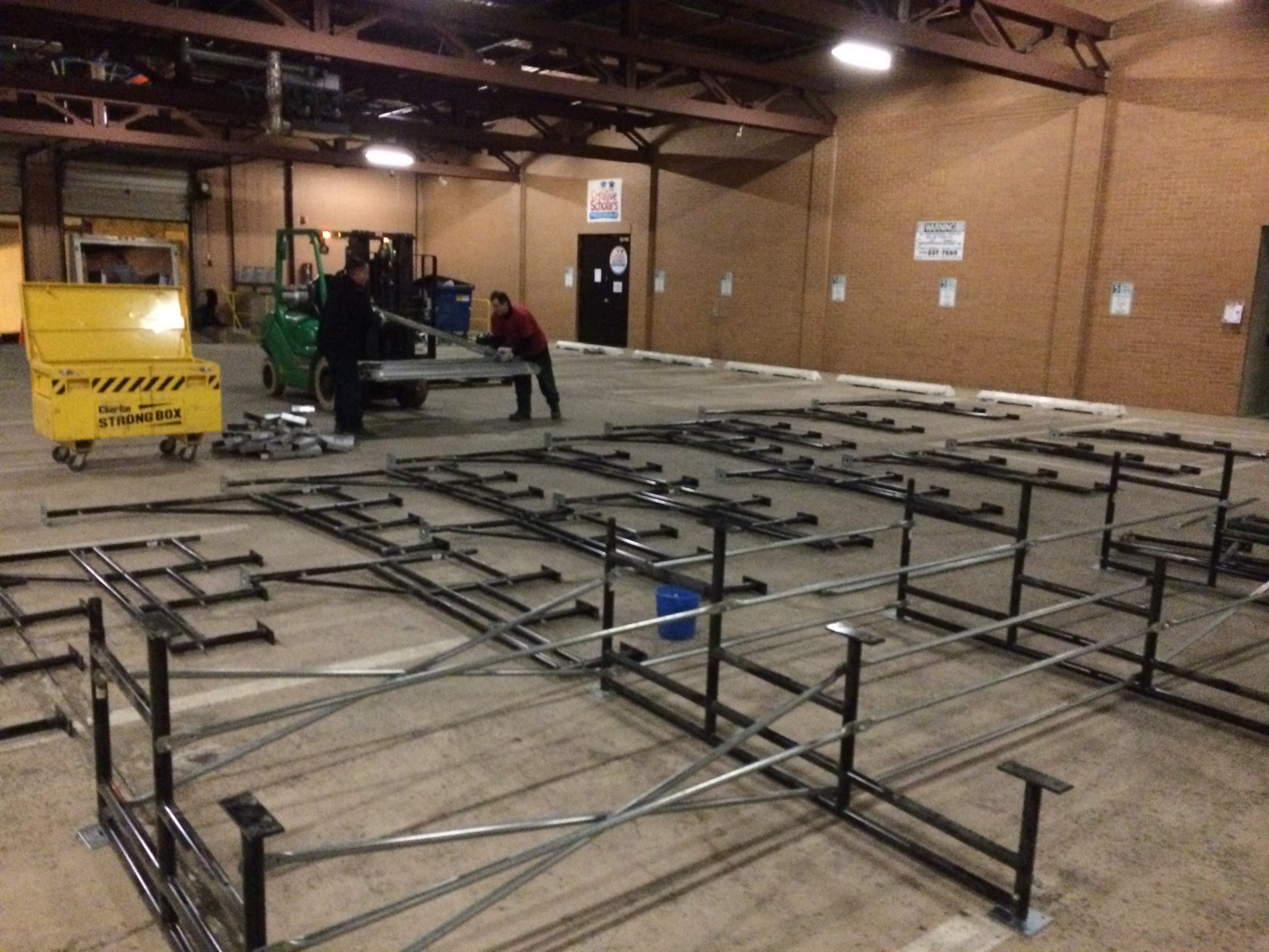 Setting up the 10-row expandable breakdown bleacher system