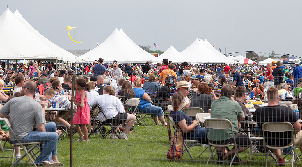 2015 Quad City Airshow with tents and crowd