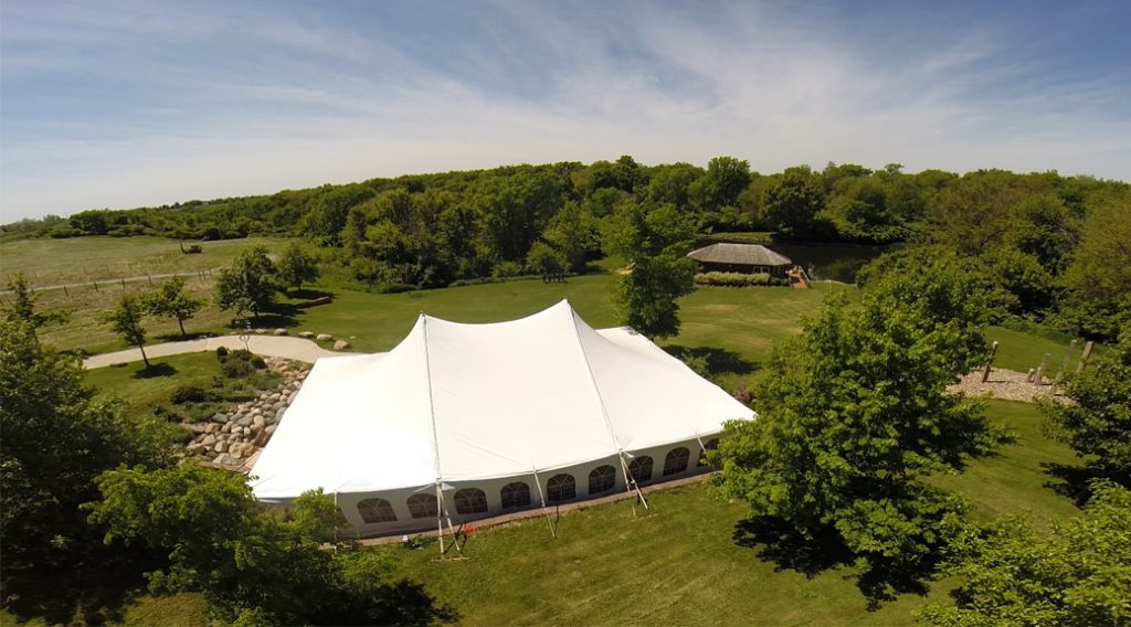 40' x 60' rope and pole wedding tent at Harvest Preserve