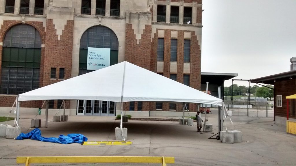 40' x 40' hybrid tent for Fundraising event set-up for JDRF One Walk in Des Moines, Iowa