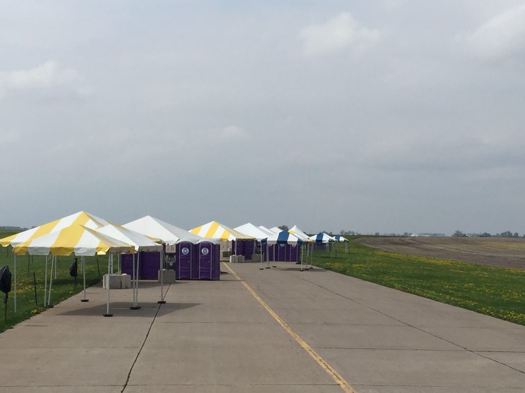 Frame tents and runway at 2015 quad city airshow