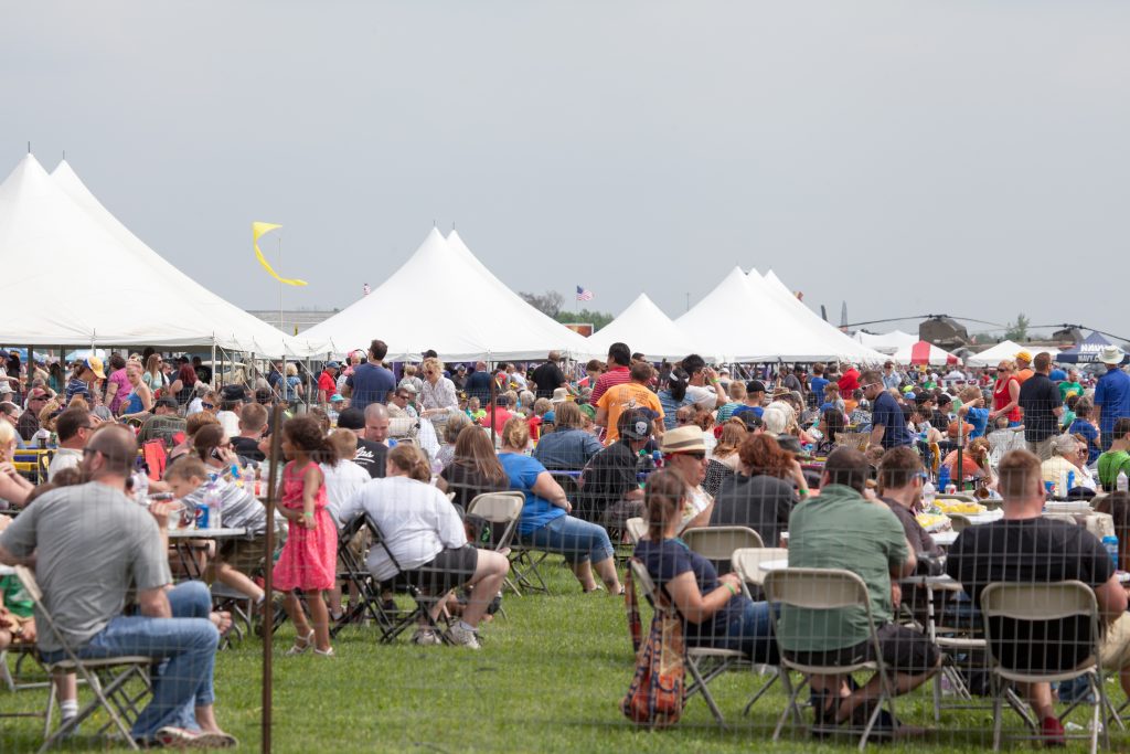 Large crowd and tents at Quad City Airshow QCAS 2015