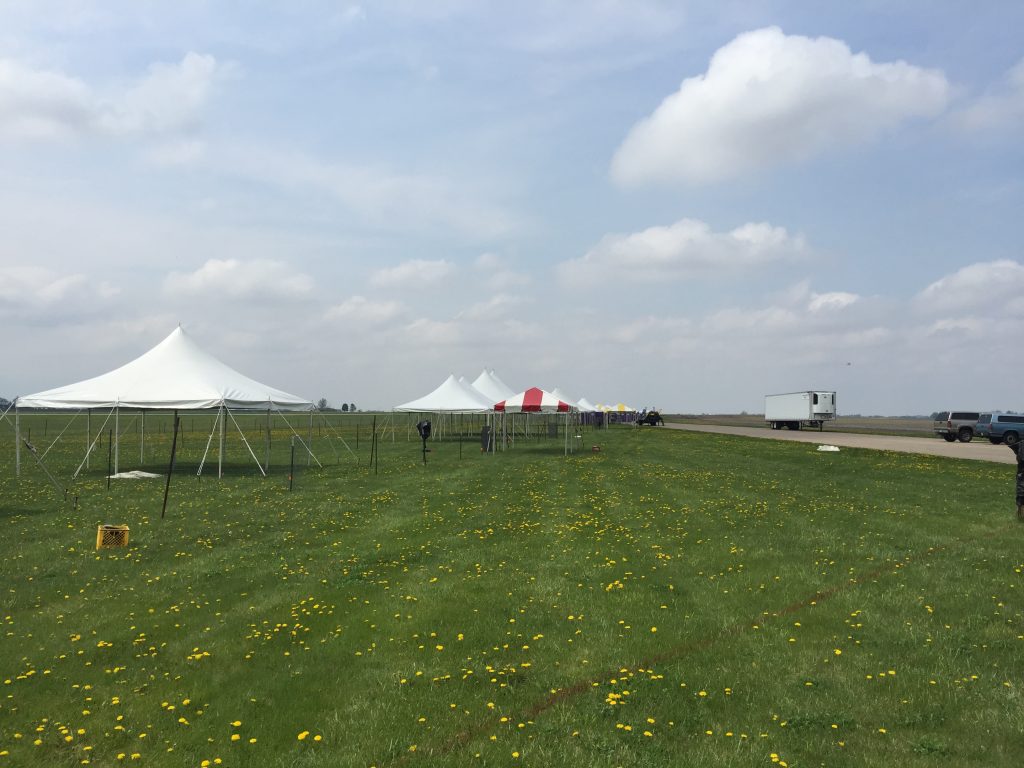 Rope and Pole tents on grass at 2015 quad city airshow