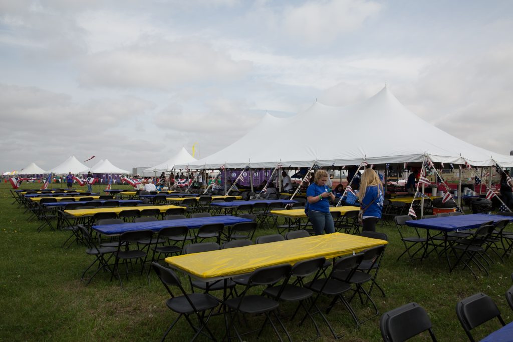 Tents tables and chairs at Quad City Airshow QCAS 2015