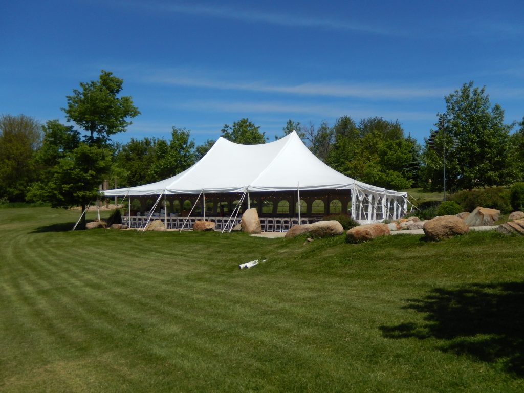 Wedding tent set-up at Harvest Preserve in Iowa City
