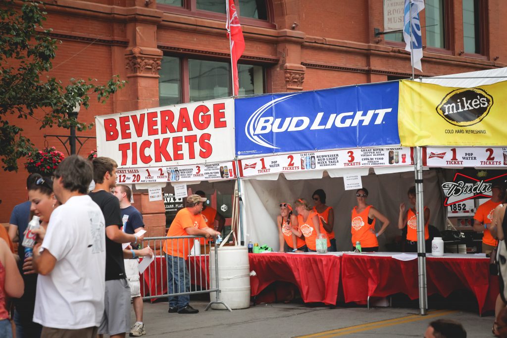 Beer venders at 2015 StreetFest in Downtown Davenport, Iowa