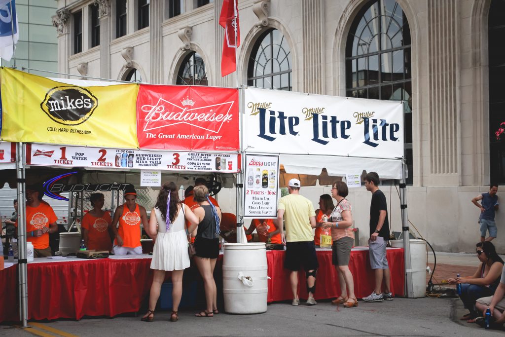Line at beer tent at 2015 Street Fest in Downtown Davenport, Iowa