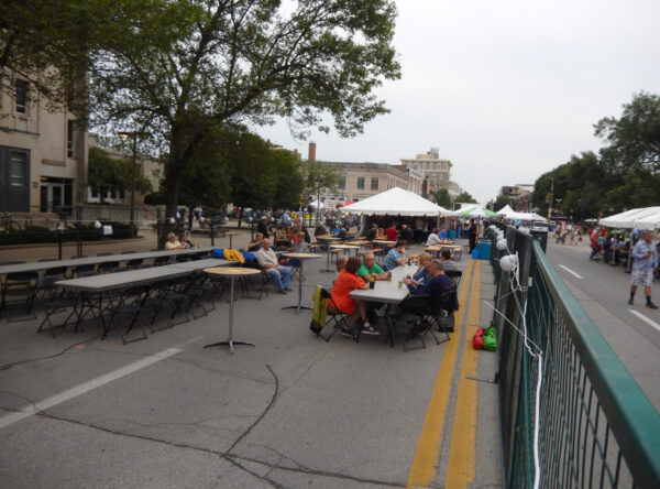 Not yet crowded beer garden at the Iowa City Jazz Fest 2015