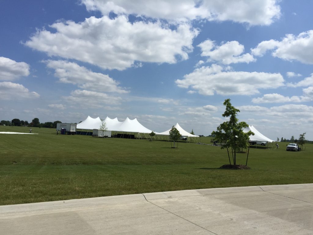 Outdoor festival tent set-up for Blues and BBQ in North Liberty