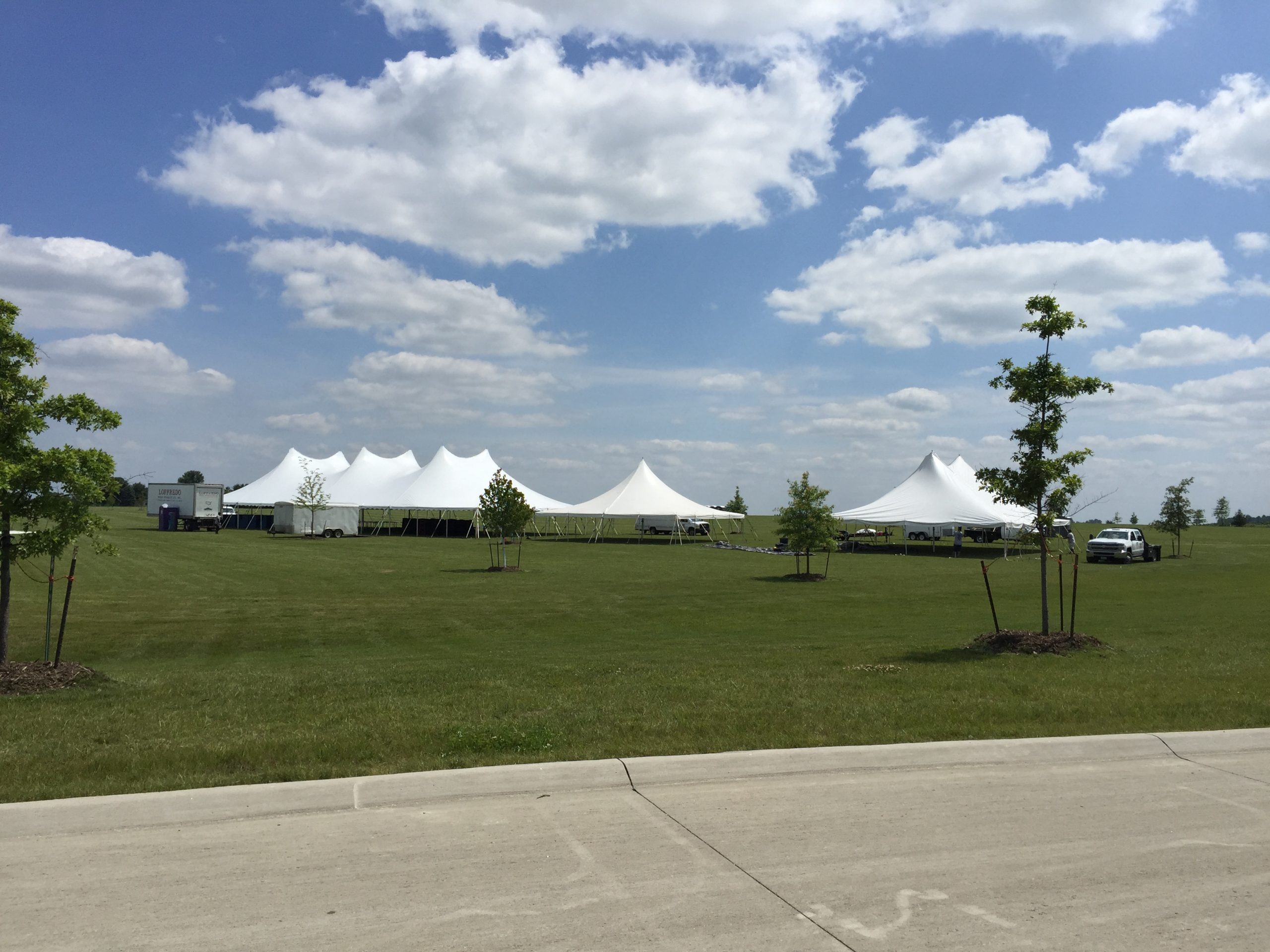 Outdoor festival tent set-up for Blues and BBQ