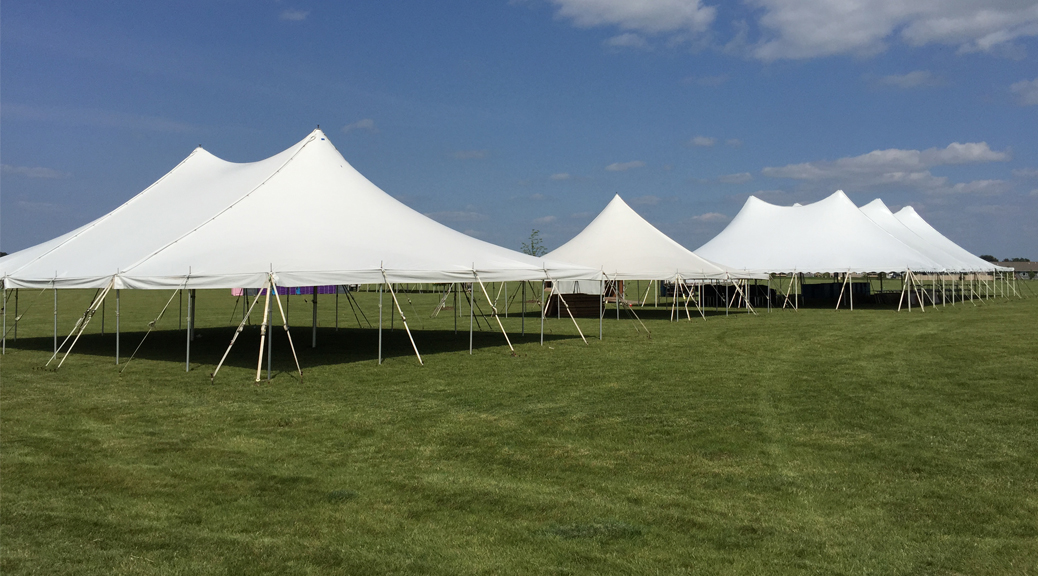 Setting up tents for festival in North Liberty Iowa