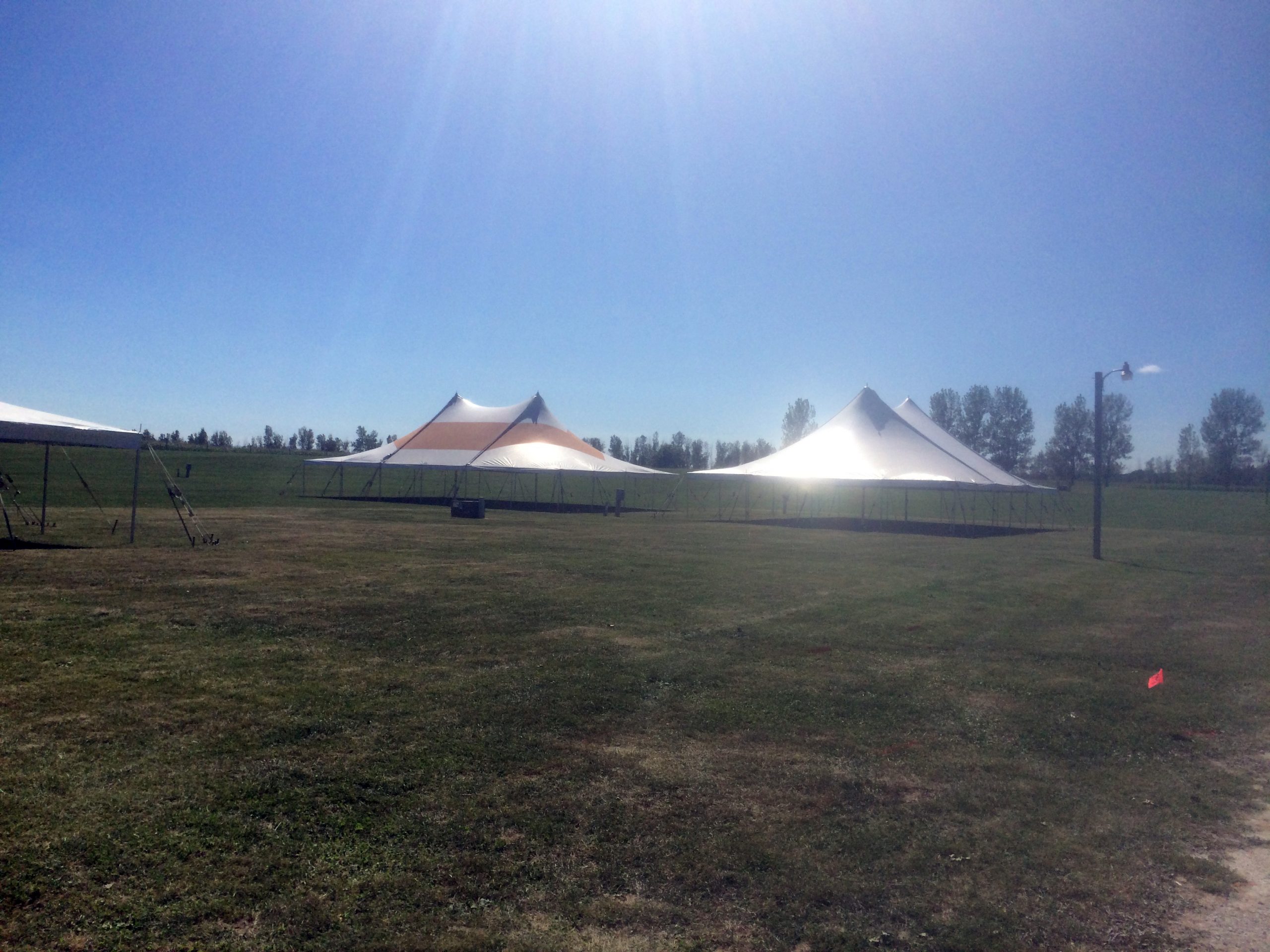 20′ x 40′ and 40′ x 60′ rope and pole tents in Amana Colonies