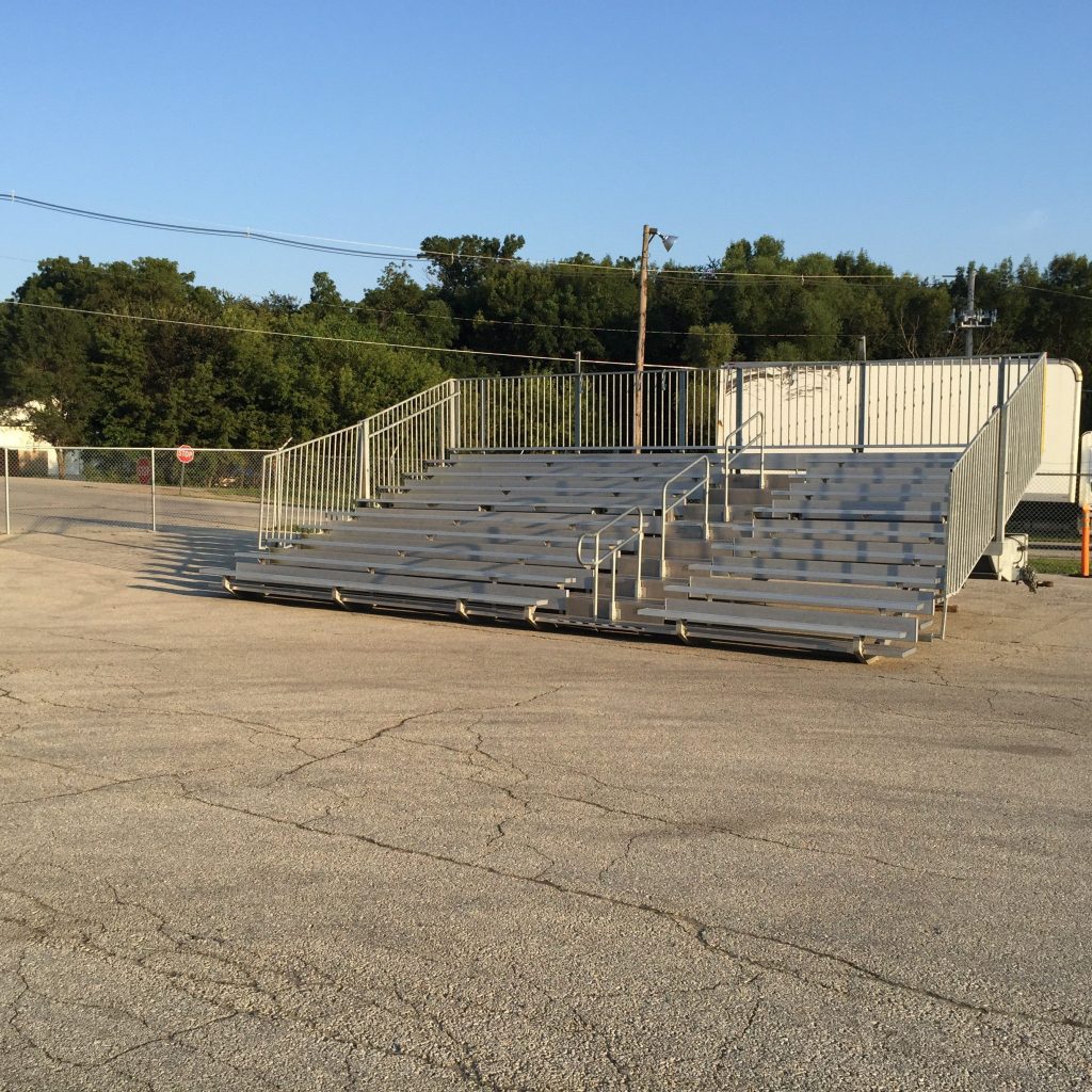 30 foot towable bleachers set up at corporate event Waverly, Iowa