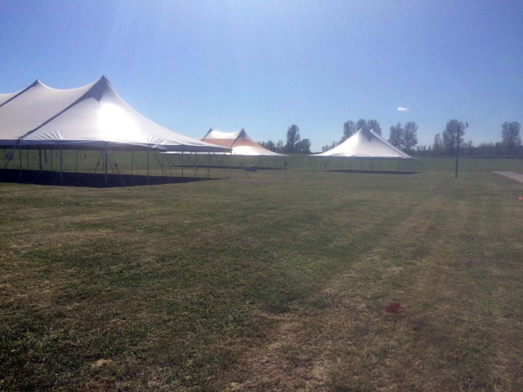 40' x 100', 20' x 40' and 40' x 60' rope and pole tents in Amana Colonies