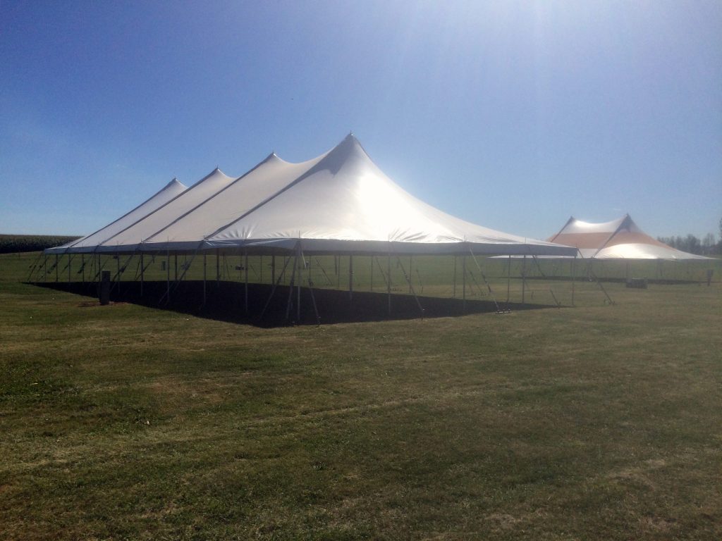 40' x 100' and 20' x 40' rope and pole tents in Amana Colonies