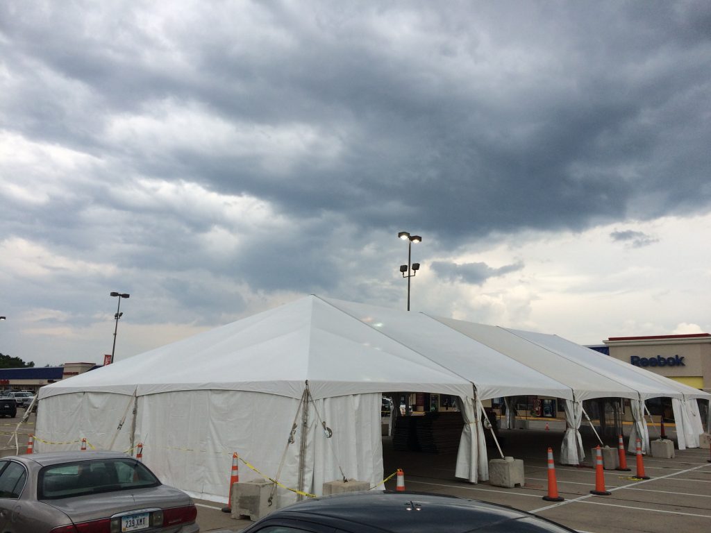 40' x 100' Adidas tent sale at Tanger Outlet Center Williamsburg, Iowa