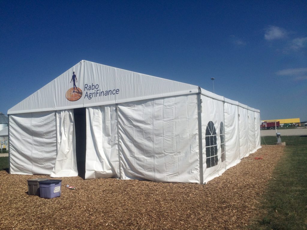 Outside 30' x 50' clear span tent