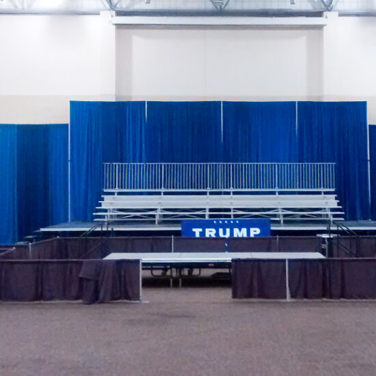 16' Presidential Blue Velour pipe and drape at Trump political event in Dubuque, Iowa