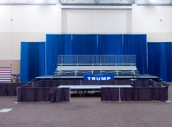 16' Presidential Blue Velour pipe and drape at Trump political event in Dubuque, Iowa