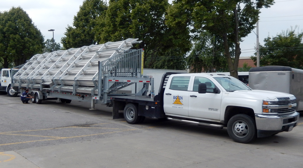 "Bleachers on Parade" Bleachers delivered to Drag Racing event
