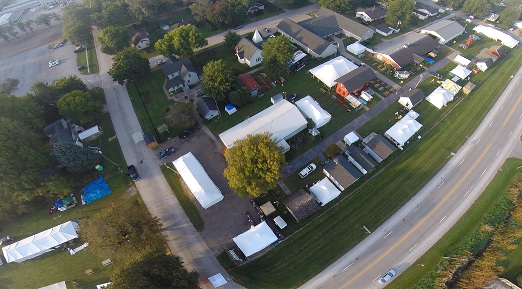 Aerial view of Kalona Historical Village Fall Festival