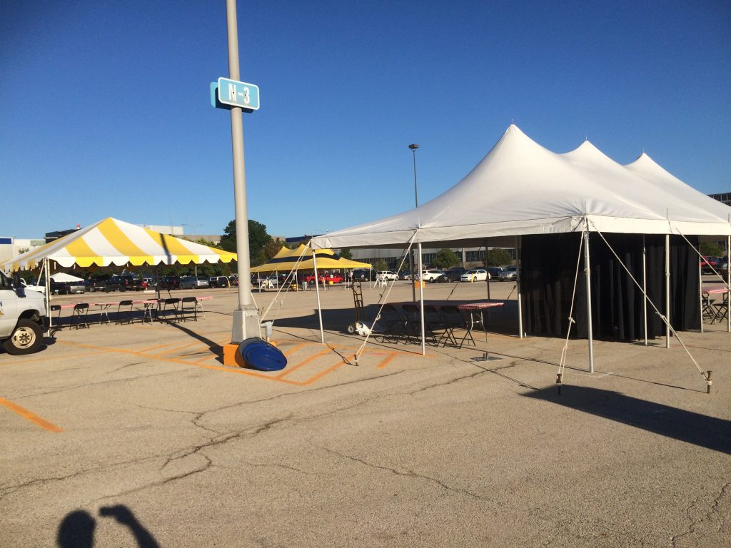 Multi-tent event in Bettendorf, Iowa on concrete