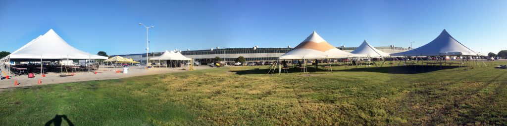Outdoor tented event at Alcoa Morris and Company in Bettendorf Iowa, Panorama