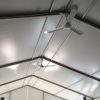 Peak of clearspan event tent with ceiling fans installed