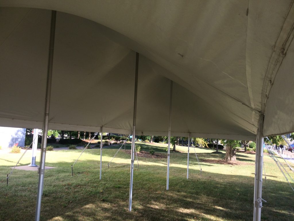 Under 20' x 40' rope an pole tent at Alcoa in Bettendorf, Iowa