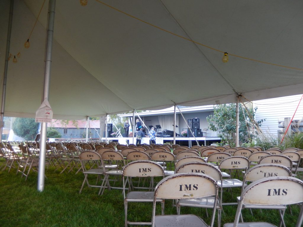 View of stage from under the tent