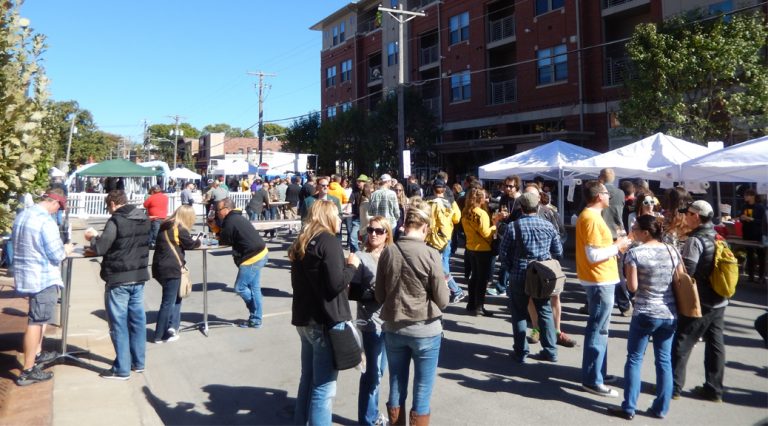 Event setup for the 2015 Northside Oktoberfest in Downtown District