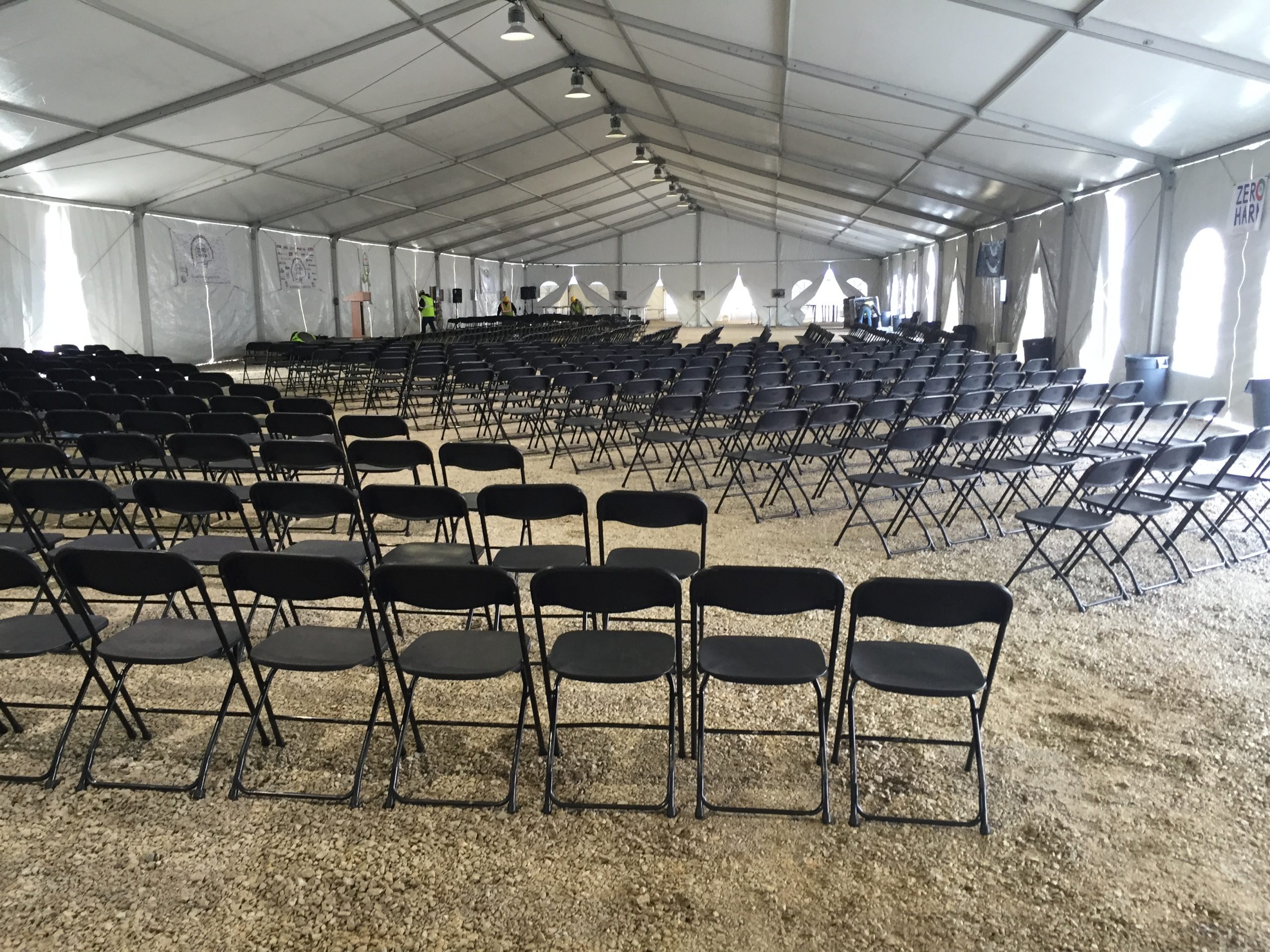 60′ x 197′ Losberger structure setup for KBR safety meeting at the new Alliant Energy power plant in Marshalltown, Iowa