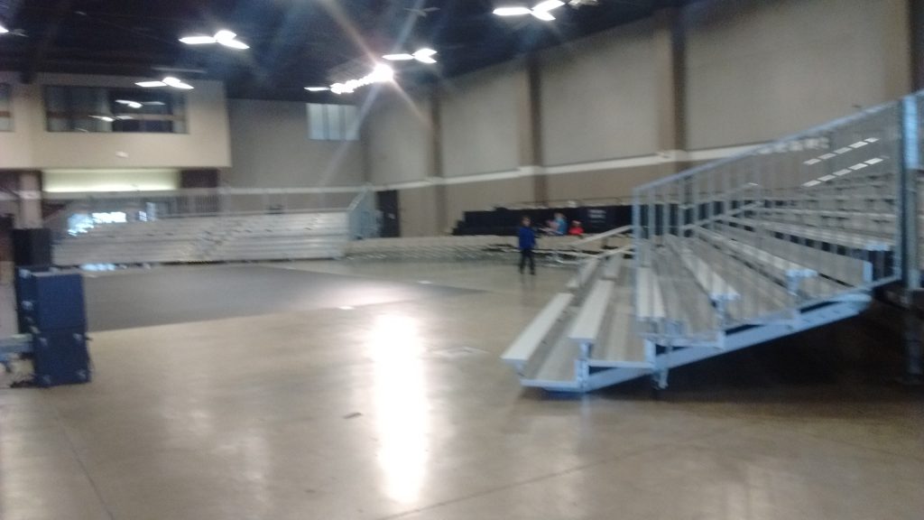 Bleachers at St. Ambrose University for the 2016 Competitive Cheer and Dance National Invitational