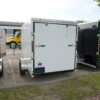 Back of White 6'x10' enclosed cargo trailer Vin Number 2803