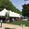 Ready for the event: Outside 40' x 140' Rope and Pole tent in Davenport, IA for a Wine Festival Wine Tasting event.