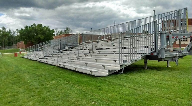 Temporary bleacher seating for 546 students delivered and setup within hours