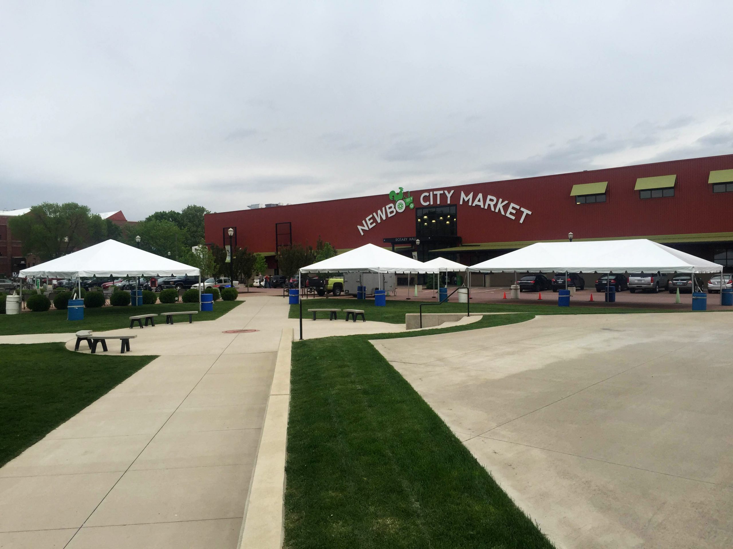 Tents setup for JDRF One Walk at NewBo City Market in Cedar Rapids, IA