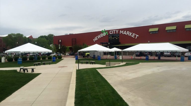 Tents for JDRF One Walk (Type 1 Diabetes) at NewBo City Market in Cedar Rapids, IA