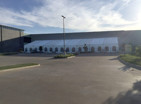 60' x 131' Clearspan Losberger tent at Brownells in Grinnell, IA