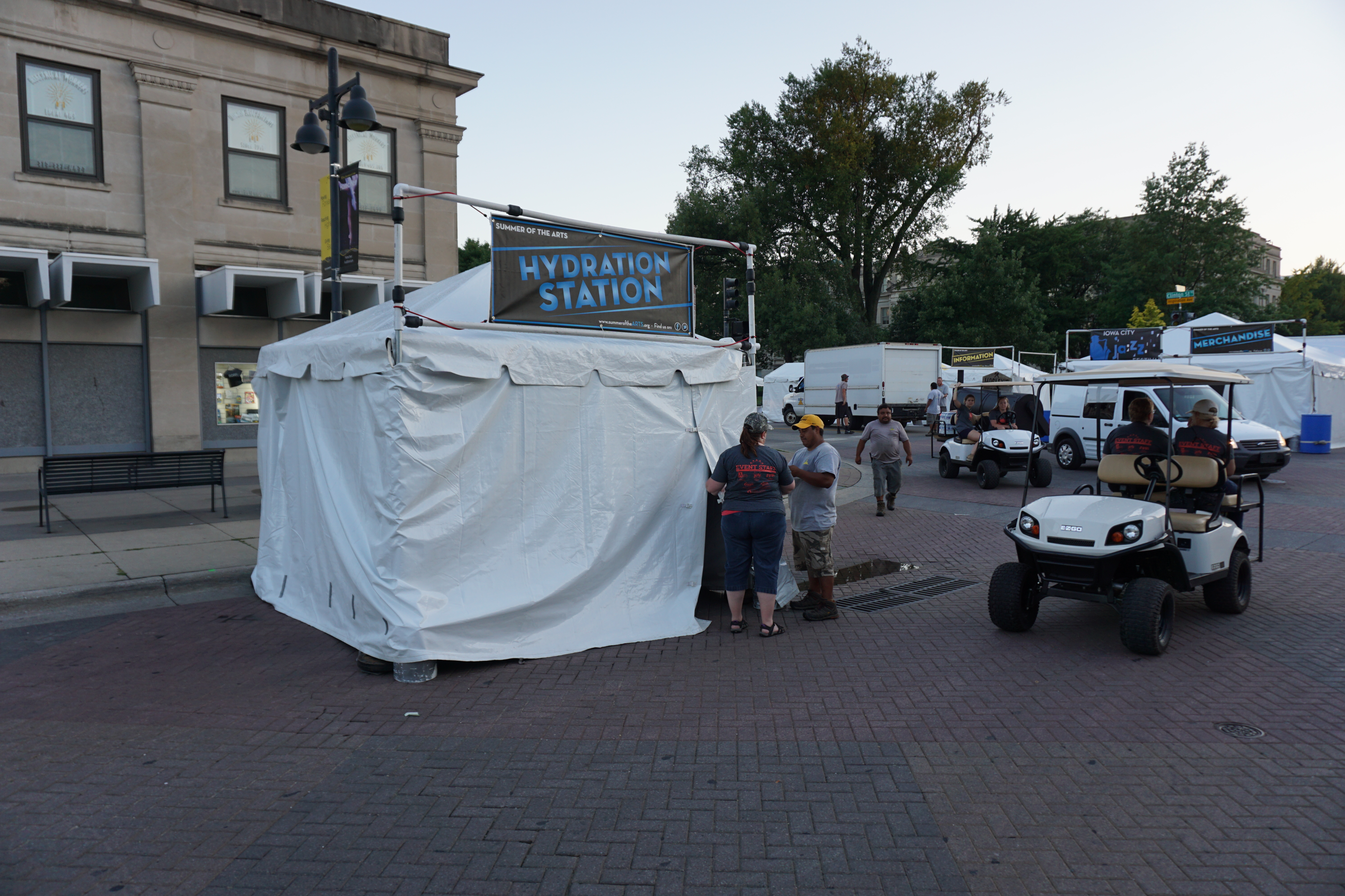 Hydration station tent at Iowa Jazz Festival in Iowa City