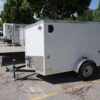 Left side of 5' x 8' white single axle enclosed trailer [sn2643]