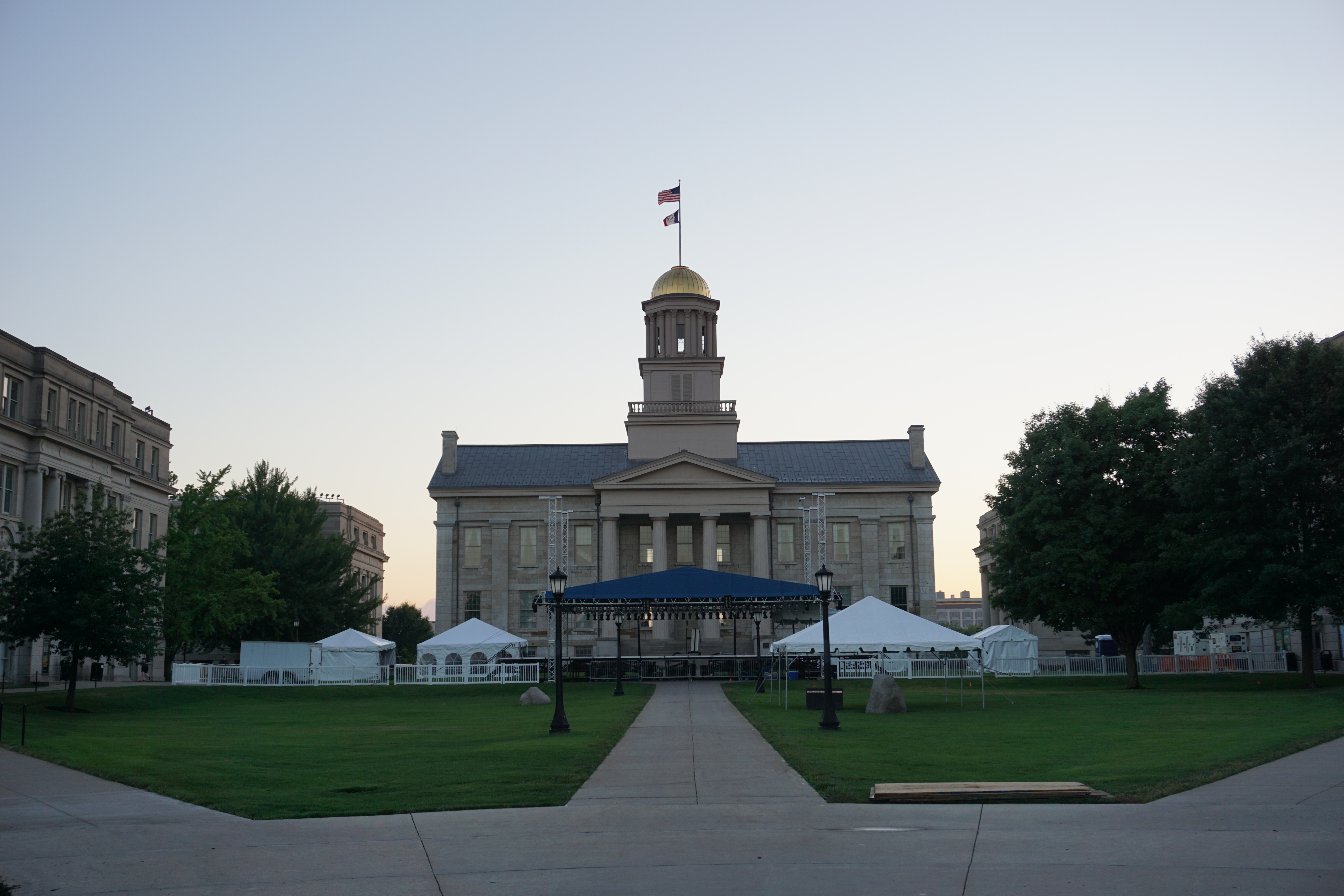 Old Capitol Museum with tents ready for Jazz Festival 2016