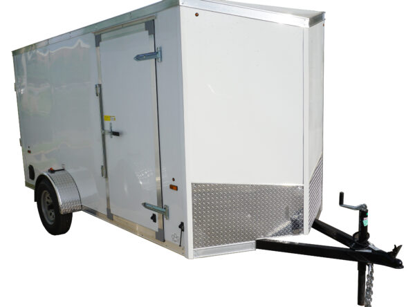 Rent 6' x 12' Enclosed Cargo Trailer - Single Axle - White - VIN-2831 (right side)