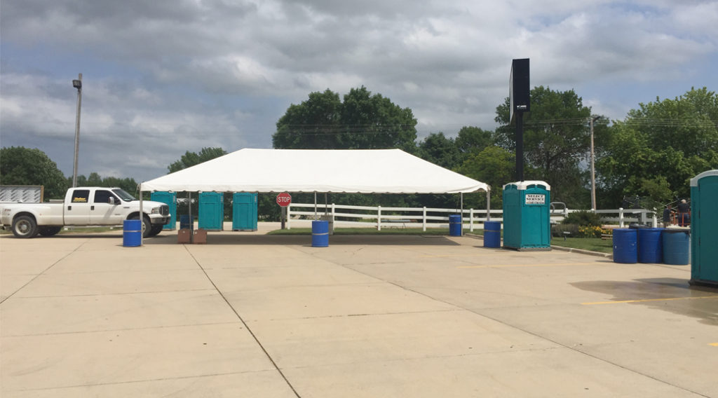 Setup for J&P Cycles Open House Rally June 25 & 26 2016 Anamosa