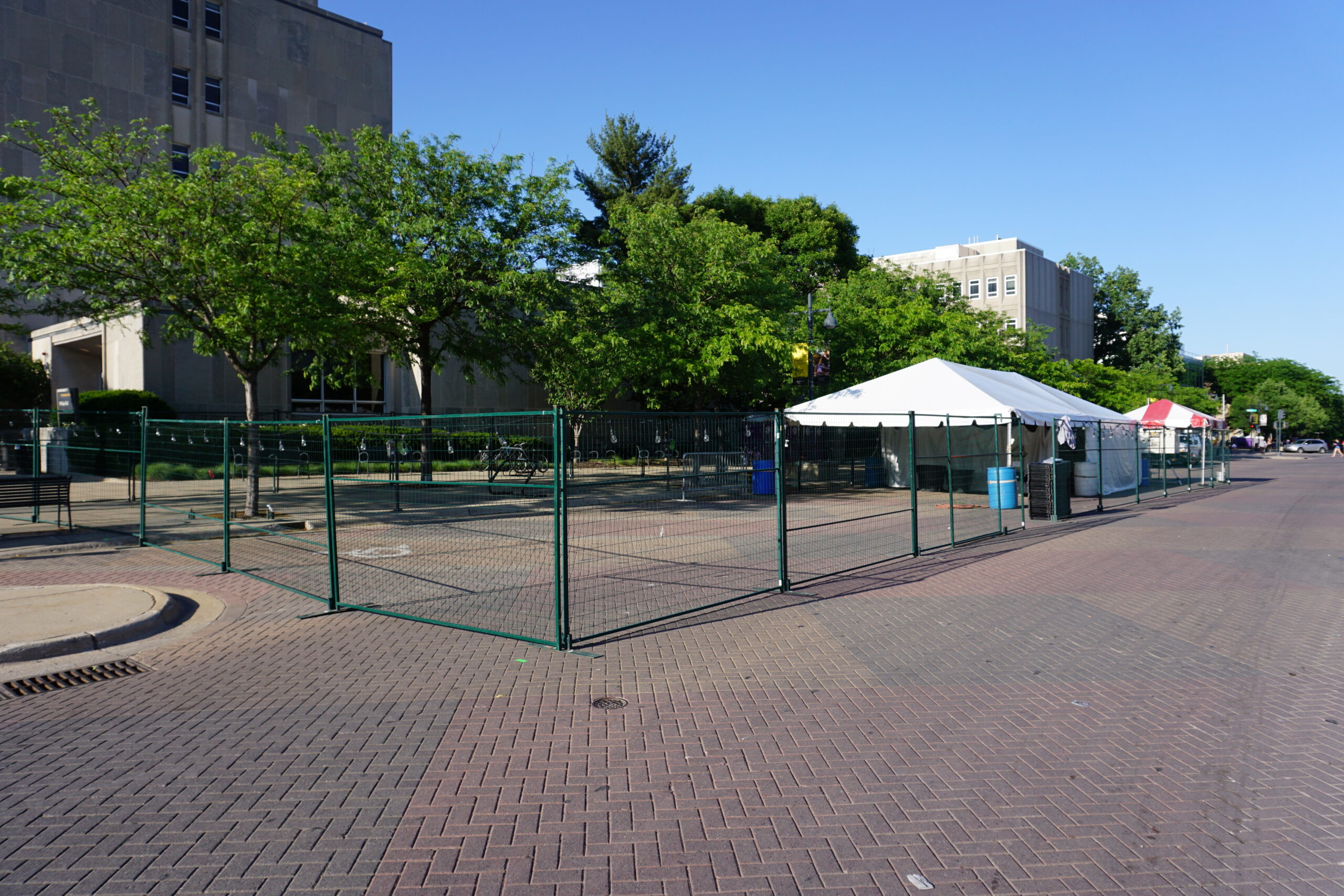 Setup of the beer garden for the 2016 Iowa Arts Fest setup
